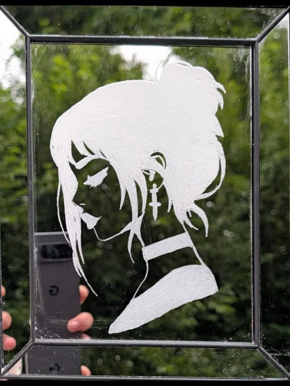 Hand Engraved Goth Girl Mirror Gothic Bedroom Decor